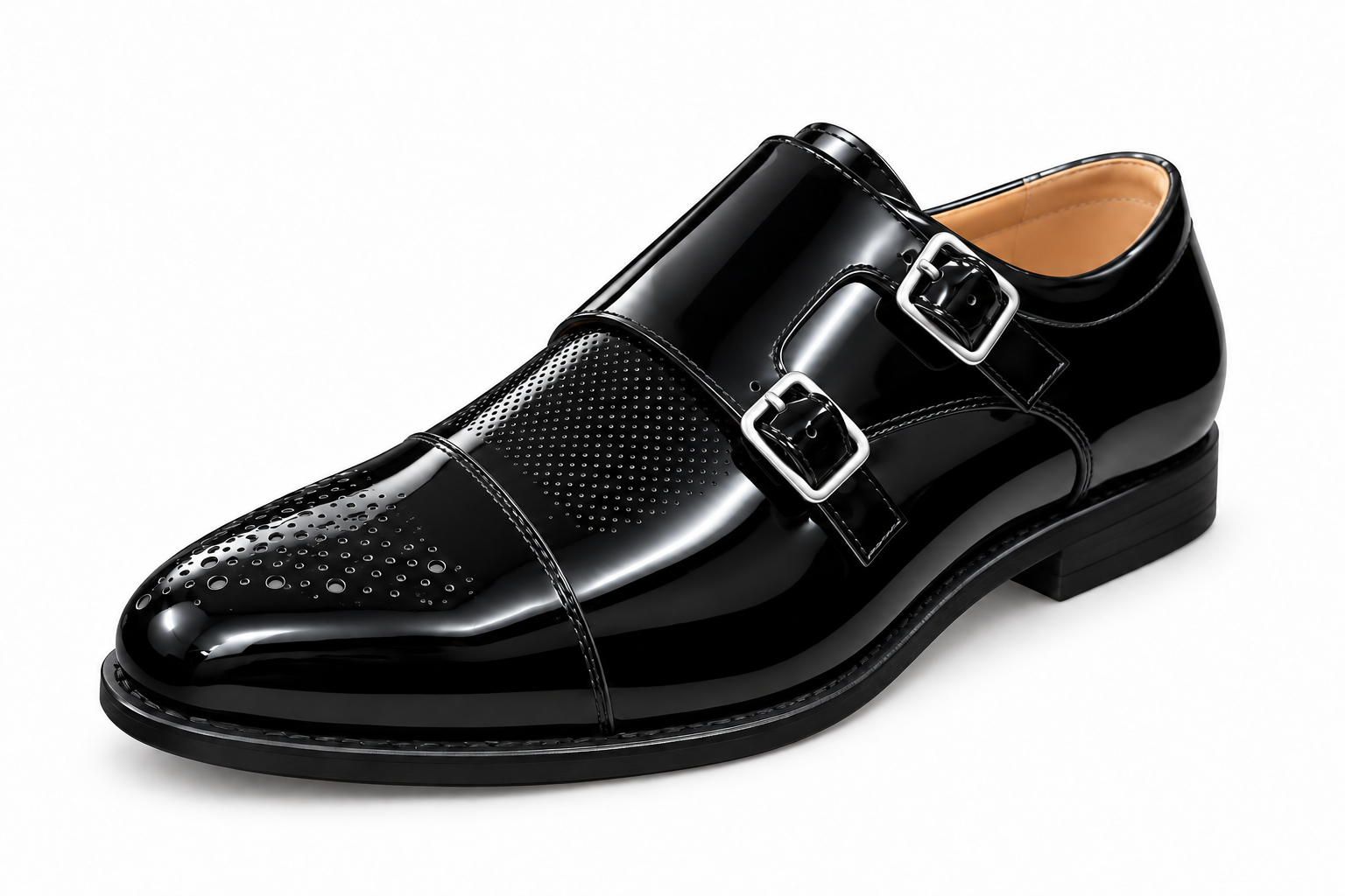 LANIBOLU Brogue-Detail Double Monk JLF6687-123 — Product view